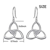 S925 Sterling Silver Trinity Knot Earrings for Women Irish Good Luck Drop Dangle Hook Earrings