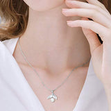 Mermaid Necklace for Women S925 Sterling Silver Pearl Pendant Jewelry for Girlfriend
