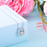 925 Sterling Silver Lucky Horseshoe with CZ Cute U Pendant Necklace Jewelry