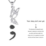 Semicolon Butterfly Survivor Pendant Necklace - My Story Isnt Over Yet Struggle Inspired Necklace 925 Sterling Silver Jewelry Gifts for Women Friends Families