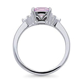 Rhodium Plated Sterling Silver Solitaire Promise Ring Made with Swarovski Zirconia Purple Princess Cut