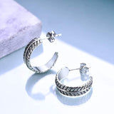 Feather Hoop Earrings 925 Sterling Silver Vintage Oxidized Hoop Feather Jewelry Gifts for Women
