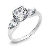 3CT Round Cubic Zirconia Solitaire Trillion Side Stones Promise AAA CZ Engagement Ring 925 Sterling Silver For Women