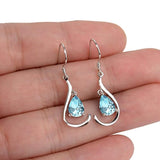 Women's 925 Sterling Silver Prong CZ Simple Teardrop Daily Hook Dangle Earrings