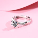 925 Sterling Silver  Moissanite Four Prong Wedding Engagement Ring for Women Jewelry