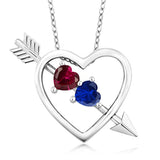 Sapphire Heart and Arrow Pendant Necklace