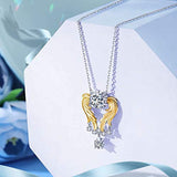 Heart Necklace- Gold Angel Wing Heart Necklaces for Women Cubic Zirconia Heart Pendant Necklace Jewelry Necklaces for Women