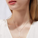Sterling Silver Created Opal Vertical Bar Necklaces Jewelry Gifts for Women Teen Nurse Birthday