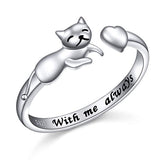 Cat and heart Rings Jewelry