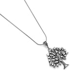 925 Oxidized Sterling Silver Tree of Life Leaves Evil Eyes Protection Amulet Pendant Necklace