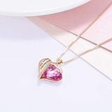 Granddaughter I Love You - Sterling Silver Heart Necklaces from Grandma with Pink Crystals