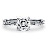 Rhodium Plated Sterling Silver Round Cubic Zirconia CZ Solitaire Promise Engagement Ring