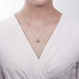 Rhodium Plated Sterling Silver Cubic Zirconia  Knot Pendant Necklace