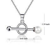 925 Sterling Silver Circle Single Pearl Pendant Necklace, Jewelry Gifts for Women Girls Her