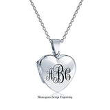 Plain Simple Engravable Heart Locket Pendant Necklace For Women For Mother 925 Sterling Silver