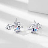 925 Sterling Silver Flower Unicorn Stud Earrings  Cute Dainty Studs Birthday Gifts for Her