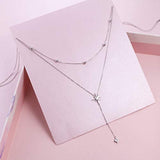 925 sterling Silver Cubic Zirconia Star Pendant Necklace for Women Girls