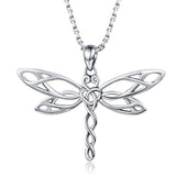 Silver Dragonfly Pendant Necklace 