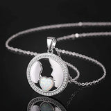 925 Sterling Silver mother and child kiss Opal Heart Necklace  for New Moms Birthday Gifts for Women