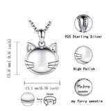 925 Sterling Silver cat urn necklace Jewelry for Pet Ash - Memorial Ash Pendant Urn Necklace for Dog Cat Women Remembrance Keepsake Gift for Loss of Loved Furry Friend