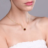 2.75 Ct Heart Shape Red Garnet 18K Yellow Gold Plated Silver Pendant With 16+2 inches Extender Chain