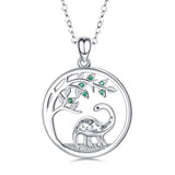 Silver Tree of Life Dinosaur Necklace Pendant 