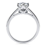 Rhodium Plated Sterling Silver Solitaire Engagement Ring Made with Swarovski Zirconia Round