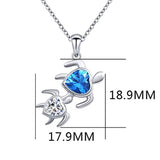 Sterling Silver Mom and Baby Turtle Necklace Cubic Zirconia  Pendant Turtle Jewelry for Women
