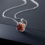 925 Sterling Silver Red Garnet Pendant Necklace For Women (2.91 Ct Cushion Cut, Gemstone Birthstone with 18 Inch Silver Chain)