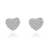 14K White Gold CZ Heart Stud Earrings for Women