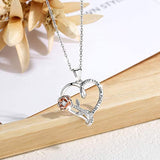 S925 Sterling Silver Heart Rose Necklace for Women, I Love You Forever Love Heart Flower Pendant Necklaces Mothers Day Gifts