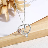Heart Rose Necklaces 925 Sterling Silver Flower Pendant Necklace with Cubic Zirconia, Jewelry Christmas Gifts for Girlfriend Wife