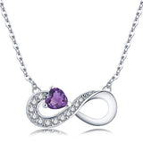 Silver Infinity Heart  Cubic Zirconia Friendship Pendant Necklace