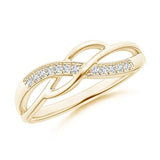 Unique Pave Set Round Diamond Multi-Row Crossover Band in 14K Yellow Gold (1.1mm Diamond)