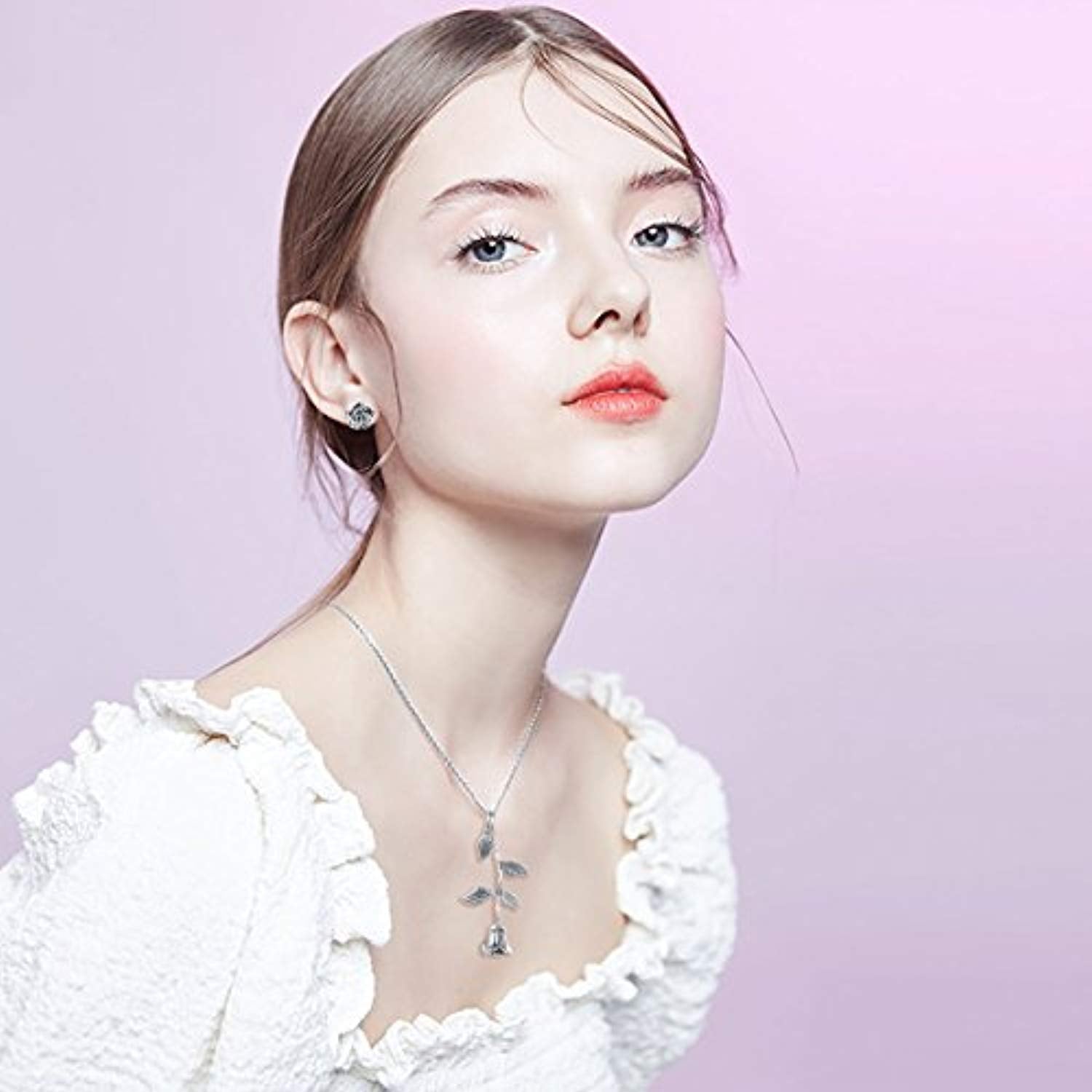 S925 Sterling Silver Rose Flower Earrings Jewelry For Women