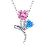 Silver Butterfly Pendant Jewelry with Heart Zircon