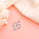925 Sterling Silver Animal Jewelry Sea Otter Heart Pendant Necklace for Women