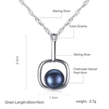 S925 Sterling Silver Black Freshwater Pearl Necklace Pendant  for Women