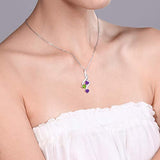 925 Sterling Silver Purple Amethyst and Green Peridot Pendant Necklace (0.73 Ct Heart Shape with 18 Inch Silver Chain)