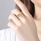 Sunflower Cross Ring 925 Sterling Silver You are My Sunshine Adjustable Size Ring Religious Crucifix Jewelry Gift for Women