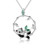 Silver Cute Panda Bear Tree Of Life Pendant Necklace