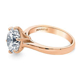 Rose Gold Plated Sterling Silver Round Cubic Zirconia CZ Statement Solitaire Engagement Ring