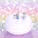 925 Sterling Silver  Cute Animal CZ Rabbit  Stud Earrings for Women Birthday Gift