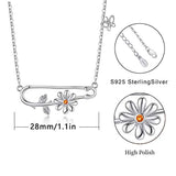 Fun Daisy Necklace 925 Sterling Silver Paperclip Safety Pin Brooch Necklace Butterfly Pendant Chain Necklace for Women Symbol of Support for Refugee Jewelry for Women