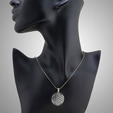 925 Sterling Silver Flower of Life Mandala 26 mm Round Circle Charm Pendant Necklace, 18 inches