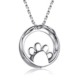 925 Silver Paw Print Pendant Necklace for Cat Dog Pets Ashes - Always in My Heart Pet Memorial Keepsake Cremation Jewelry