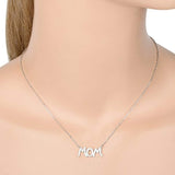 Women's 925 Sterling Silver CZ Mother's Gift Alphabet MOM Pendant Necklace Clear
