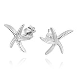 Wavy Starfish 925 Sterling Silver Stud Earrings