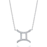 Rhodium Plated Sterling Silver Zodiac Gemini Wedding Pendant Necklace Made with Swarovski Zirconia