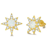 Fire Opal Starburst Stud Earrings